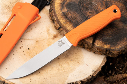 Нож "OTUS" Оранжевый (AUS-8, полированный, эластрон)